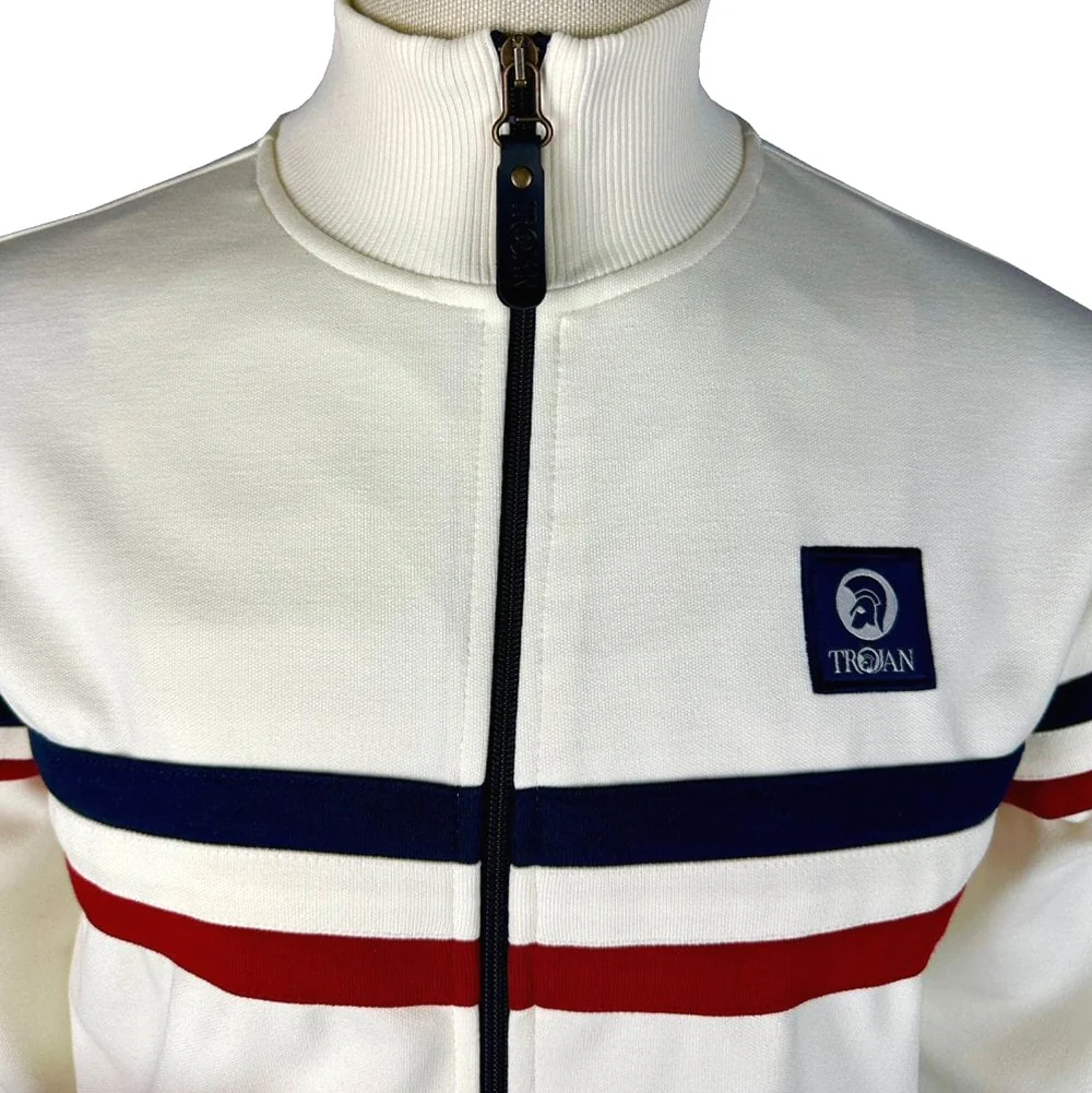 Trojan Records Retro Stripe Track Top Ecru - Image 2