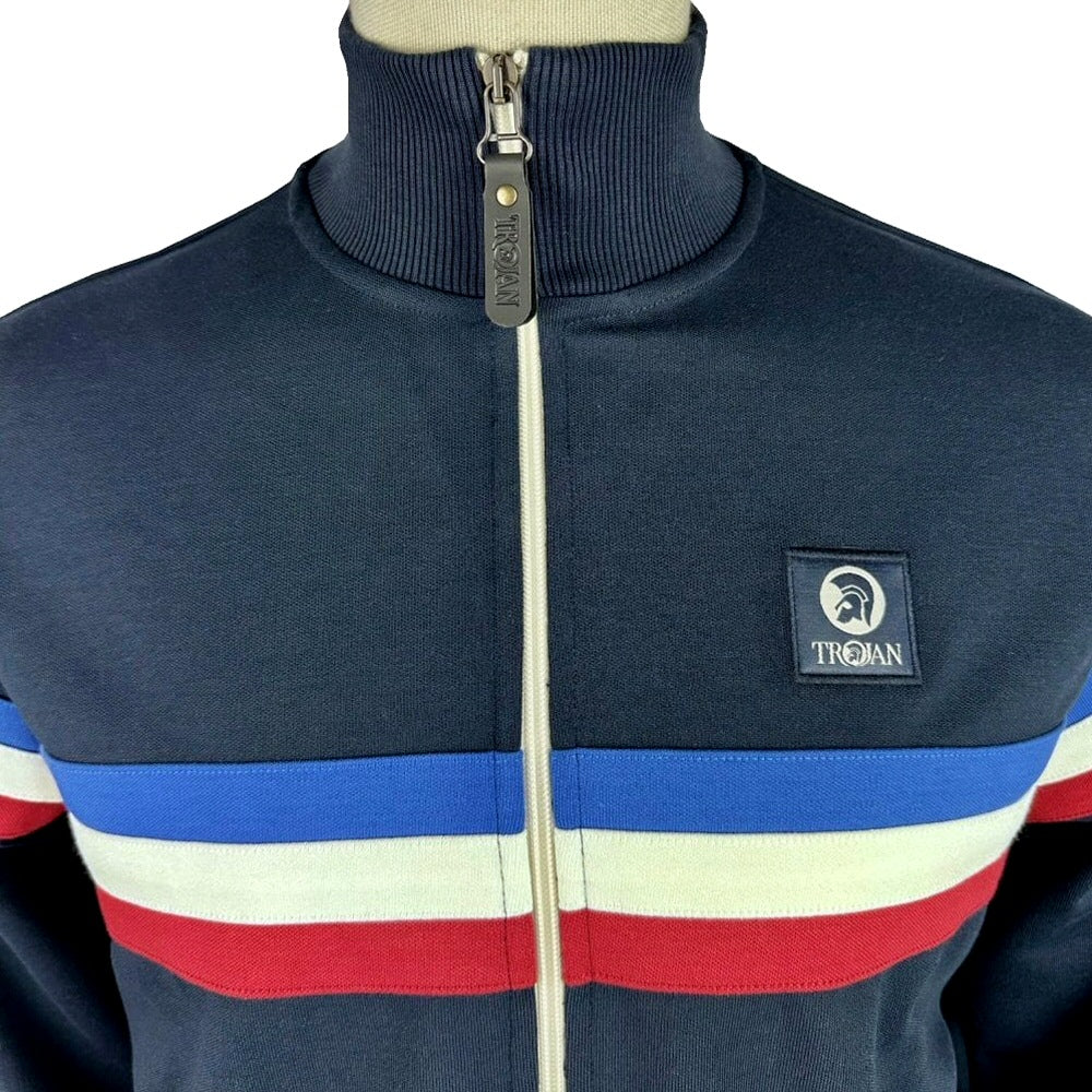 Trojan Records Retro Stripe Track Top Navy - Image 2