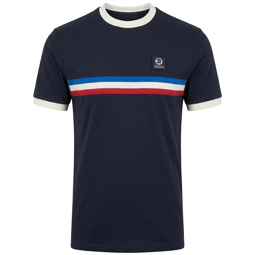 Trojan Records Retro Triple Stripe T-Shirt Navy