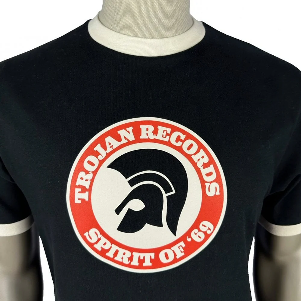 Trojan Records Spirit Of '69 Print Ringer T-Shirt Black - Image 2