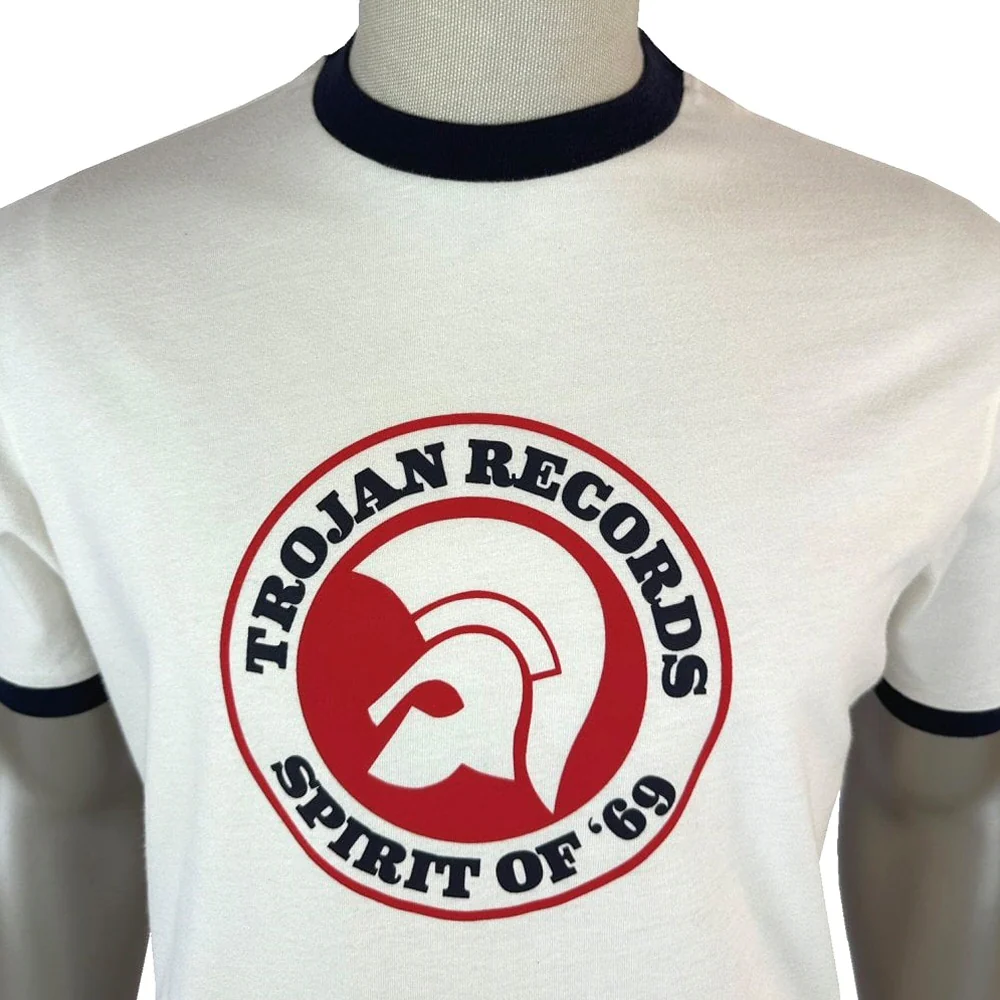 Trojan Records Spirit Of '69 Print Ringer T-Shirt Ecru - Image 2