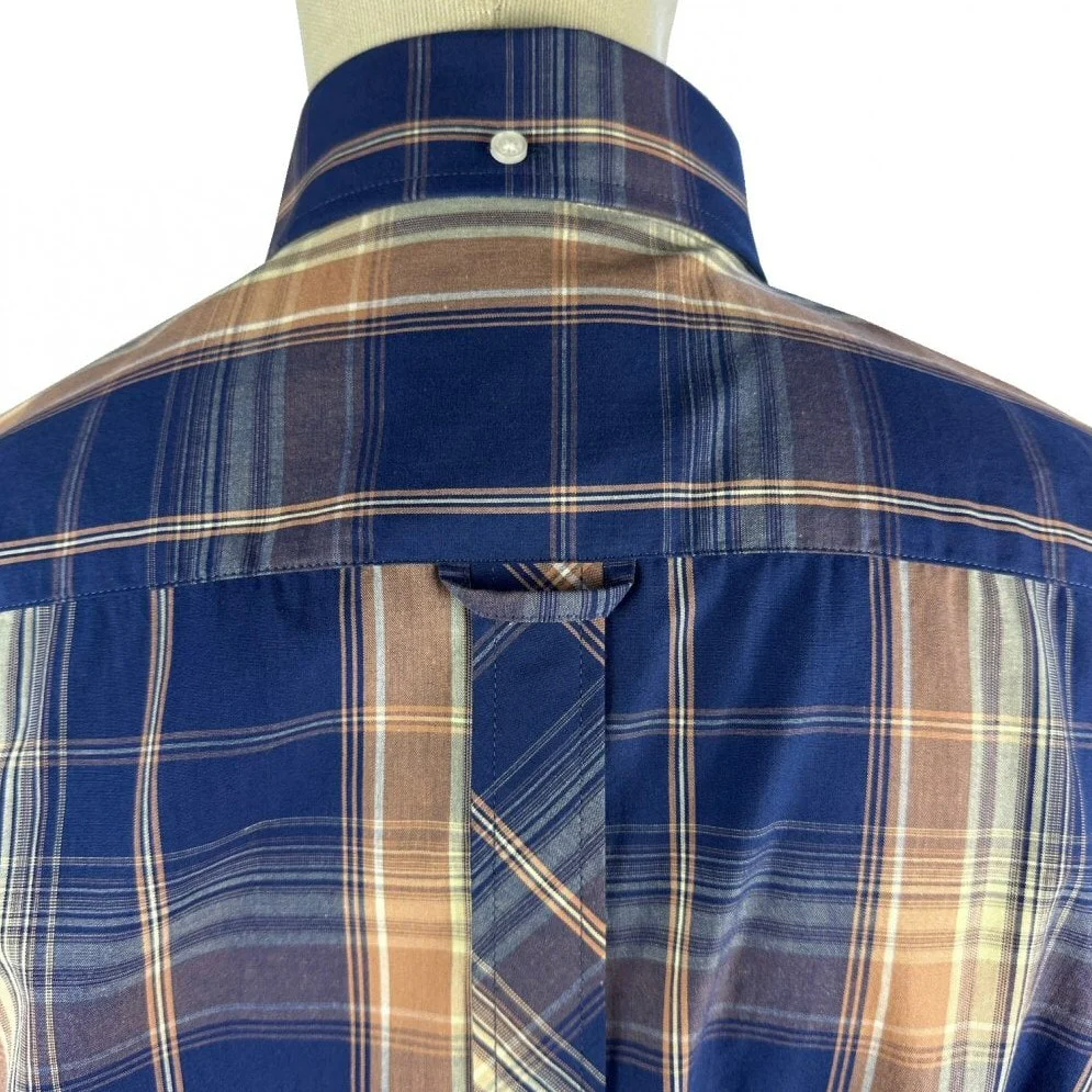 Trojan Records Windowpane Check Shirt With Pocket Square Navy - Image 3