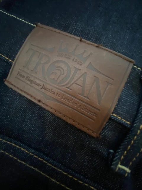 Trojan Records Zip Fly Blue / Black Denim Jeans - Image 3